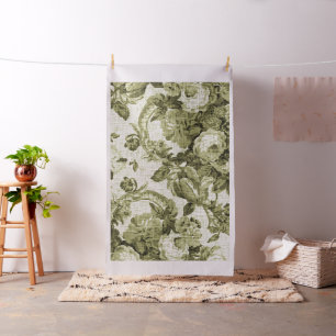 Olive Green Botanical Floral Toile No.5 Stof
