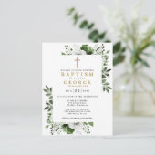 Olive Green Botanical Modern Doop Uitnodiging (Staand voorkant)