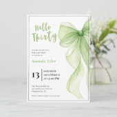 Olive Green Bow 30th Birthday Invitation (Debout devant)
