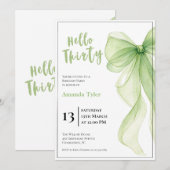 Olive Green Bow 30th Birthday Invitation (Devant / Derrière)