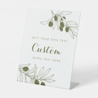Olive Green Branches Custom Reclamebord Met Voetstuk