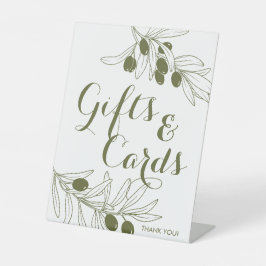 Olive Green Branches Gifts & Cards Reclamebord Met Voetstuk
