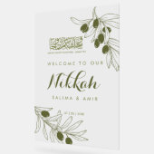 Olive Green Branches Nikkah Acrylic Sign (Angle)