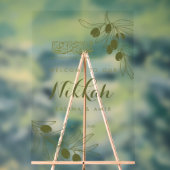 Olive Green Branches Nikkah Acrylic Sign (Neutre)
