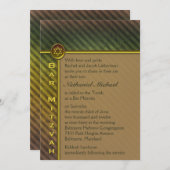 Olive Green, Brown Barre triée Mitzvah Invitation (Devant / Derrière)