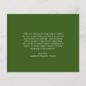 Olive Green Budget moderne Carte de remerciements  (Dos)