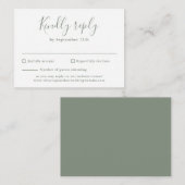 Olive Green Budget Moderne Script Mariage Carte RS (Devant / Derrière)