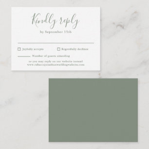 Olive Green Budget Moderne Script Mariage Carte RS