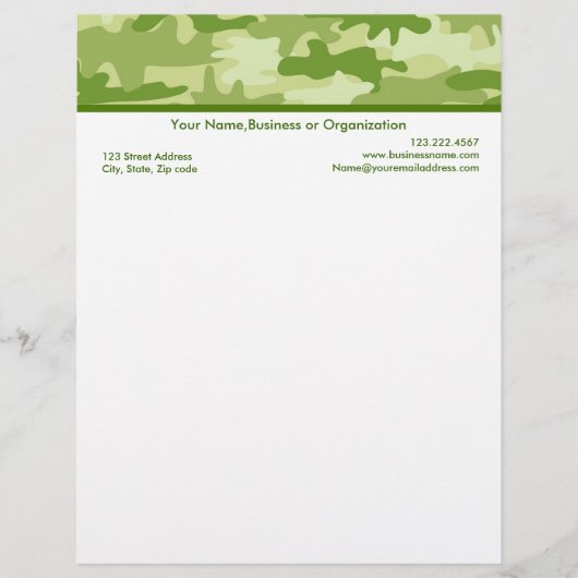 Olive Green Camouflage Custom Stationery (Voorkant)