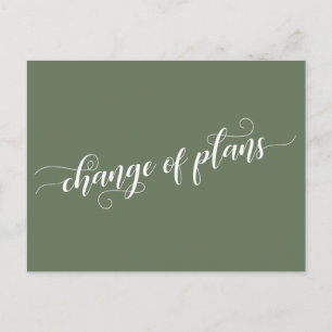 Olive Green Change of Plans Postponed Wedding Briefkaart
