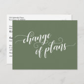 Olive Green Change of Plans Postponed Wedding Briefkaart (Voorkant / Achterkant)