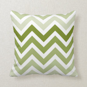 Olive Green Chevron Ombre ZigZag Pattern Kussen