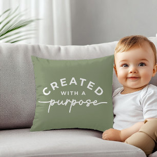 Olive Green Christelijk quote Sierkussen