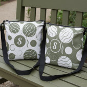 Olive Green Circles Monogram Crossbody Tas