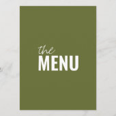 Olive Green Classy Bright Whimsical Wedding Menu (Achterkant)