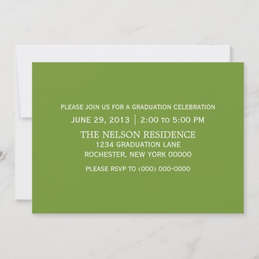 Olive Green Classy Keys Graduation Invitation (Dos)