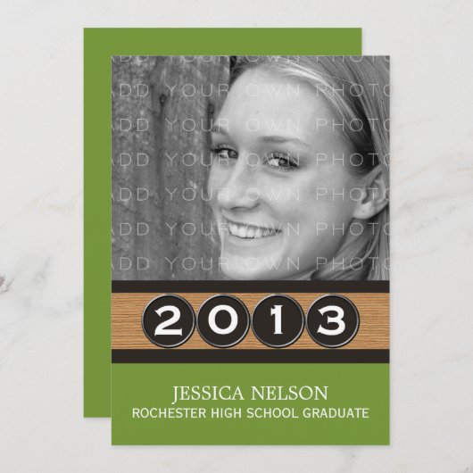 Olive Green Classy Keys Graduation Invitation (Devant / Derrière)