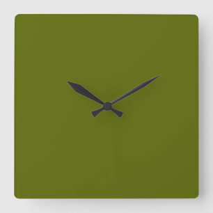 Olive Green Clock Vierkante Klok