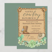 Olive Green Cowboy Western Baby shower Invitation (Devant / Derrière)