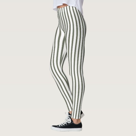 Olive Green Cream Stripes  Leggings (Links)