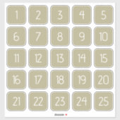 Olive Green Customizable Square Number Stickers  (Feuille)