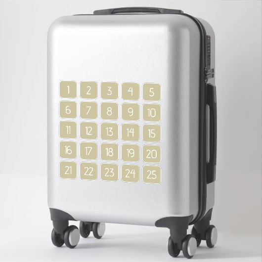 Olive Green Customizable Square Number Stickers  (Sur valise)
