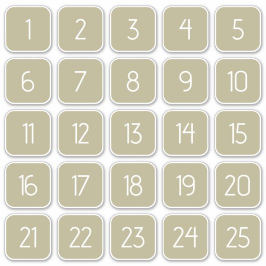 Olive Green Customizable Square Number Stickers  (Devant)