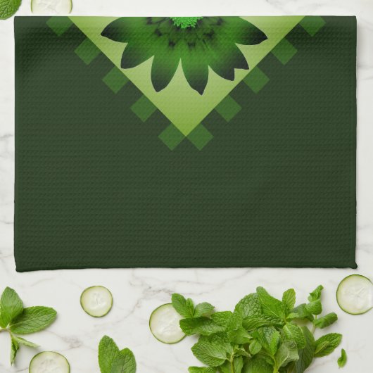 Olive Green Daisy Fleur Serviette de cuisine (Plié)
