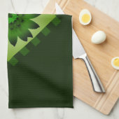 Olive Green Daisy Fleur Serviette de cuisine (Quart Plié)