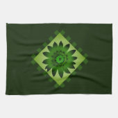 Olive Green Daisy Fleur Serviette de cuisine (Horizontal)