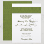 Olive Green Damask en Champagne Metallic Kaart (Voorkant / Achterkant)