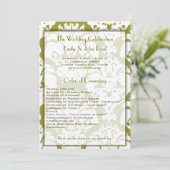 Olive Green Damask Wedding Program Programma (Staand voorkant)