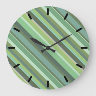 Olive green diagonal stripes grote klok