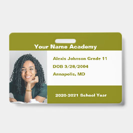 Olive Green doe het zelf op maat Homeschool foto Badge