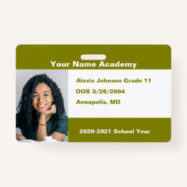 Olive Green doe het zelf op maat Homeschool foto Badge