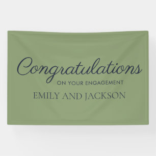 Olive Green Elegant Script Verloving Spandoek