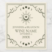 Olive Green Elegant Tarot Kaart Weddenschap Wine L Wijn Etiket (Enkel label)