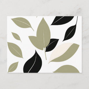 Olive Green en Black Leaf Scatter Modern Briefkaart