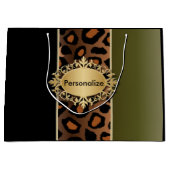 Olive Green en Black Leopard Pattern Large Cadeautasje (Voorkant)
