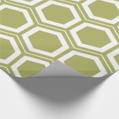 Olive Green en White Honeycomb Pattern Cadeaupapier (Hoek)