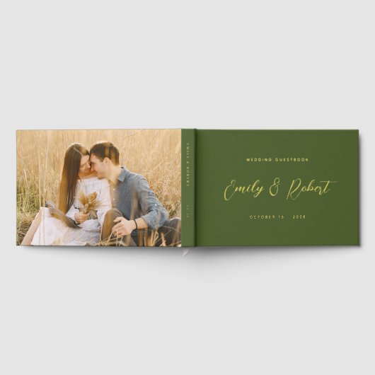 Olive Green et Gold Elegant Script Mariage (Complet)