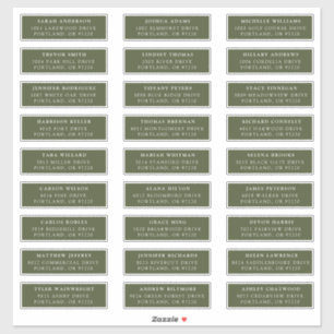 Olive Green   Étiquettes de adresse individuels