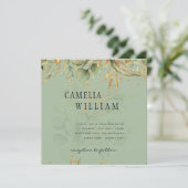 Olive Green Feuille Gold Wedding Invitation (Debout devant)