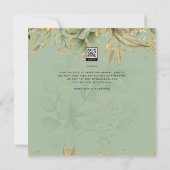Olive Green Feuille Gold Wedding Invitation (Dos)