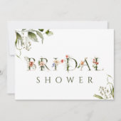 Olive Green Floral Botanical Letter Vrijgezellenfe Kaart (Voorkant)