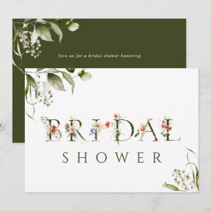 Olive Green Floral Botanical Letter Vrijgezellenfe Kaart