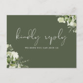 Olive Green Floral Demande de Chanson RSVP Carte P (Devant)