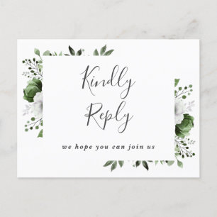 Olive Green Floral Demande de Chanson RSVP Carte P