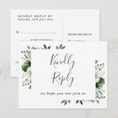 Olive Green Floral Demande de Chanson RSVP Carte P (Devant / Derrière)