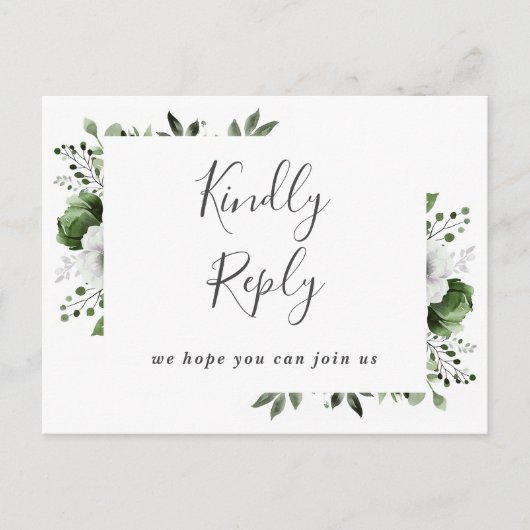 Olive Green Floral Demande de Chanson RSVP Carte P (Devant)